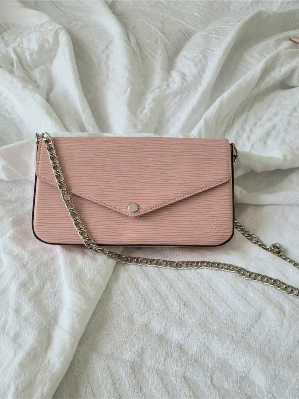 Authentic Louis Vuitton Epi LEATHER Pink Envelope Crossbody Mini Bag Clutch - Picture 2 of 14